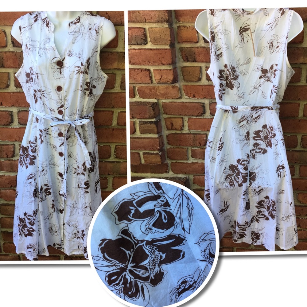 NWT Peach Couture Floral Cotton Dress  Large NEW!